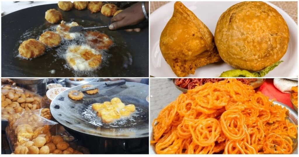 Agra Street Food Guide: Bedai Kachori, Samosa & Jalebi Freshly prepared Bedai Kachori, Samosa, Jalebi and traditional Agra street food at a local food stall