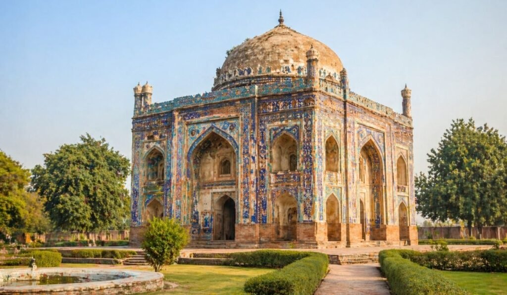 Chini Ka Rauza – Hidden Gem in Agra with Persian Tile Work Chini Ka Rauza in Agra featuring colorful Persian tiles and unique Mughal architecture