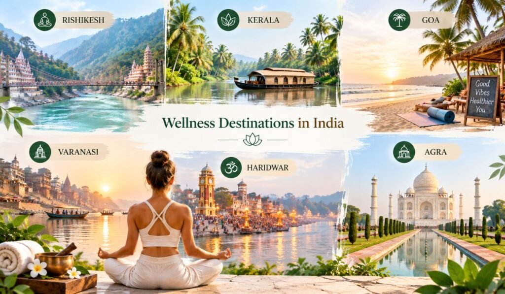 Popular Yoga and Ayurveda Destinations in India Popular yoga and Ayurveda destinations in India including Rishikesh, Kerala, Goa, Varanasi, Haridwar and Agra