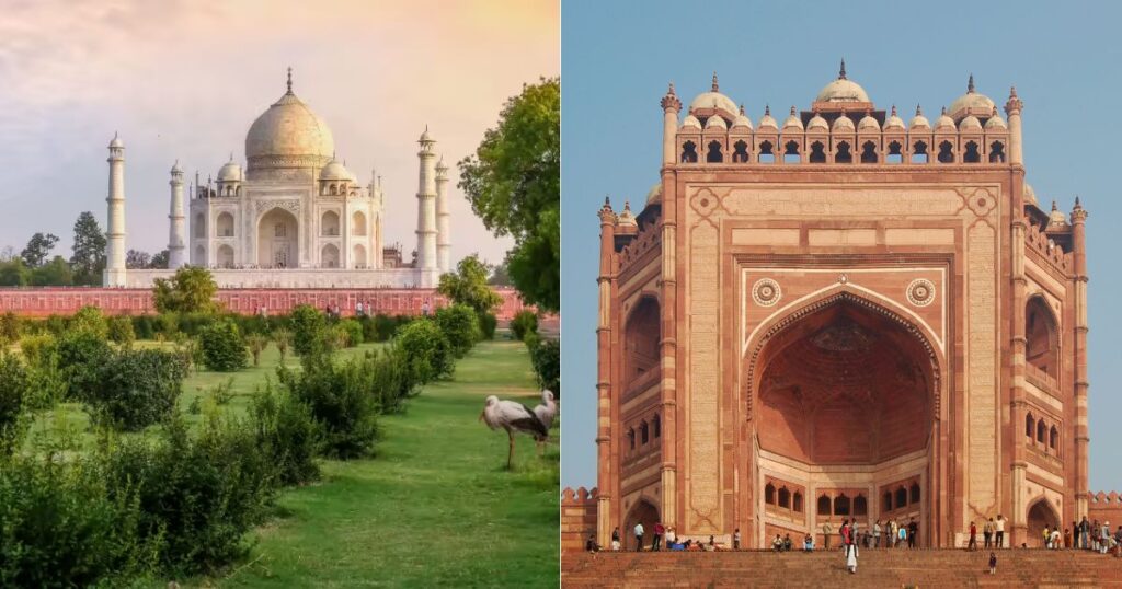 Taj Mahal & Buland Darwaza – Golden Triangle Hidden Gems Taj Mahal and Buland Darwaza collage showcasing Golden Triangle Hidden Gems